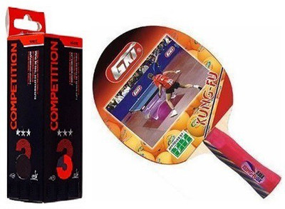 

GKI Combo of Two One 'Kung fu' Table Tennis Racket and one Box ' Competition' Ping Pong Balls (Color On Availability)- Table Tennis Kit