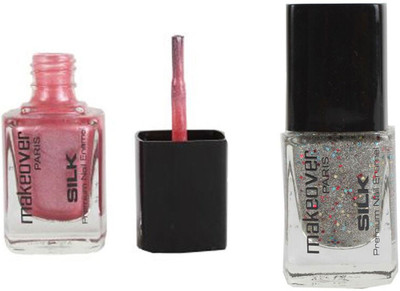 

Makeover Professional Nail Paint Sparking Pink-03 , Nail Paint Sparking Silver-33 Multi(Pack of 2)
