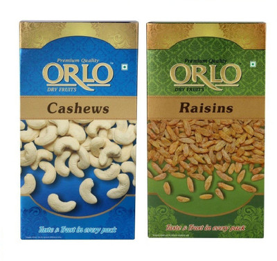 

Orlo Combo of Cashew & Raisins 200g each Assorted Nuts(400 g, Box)