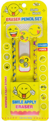 

RIANZ Smile Emoji Pencils with 4 Smiley Emoji Eraser School Kids Fun Writing Stationery Gifting Items, Best Birthday Return Gift For School Kids, Christmas Gift For Kids Pencil(Set of 6, Yellow)