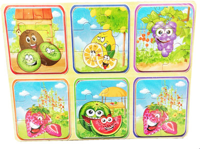 

TALKING GANESHA Fruits Cartoon 6 pieces of a pattern Wooden Puzzles jigsaw board (set of 6 Puzzle)(36 Pieces)