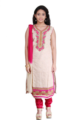 Saarah Self Design Kurta, Churidar & Dupatta Set