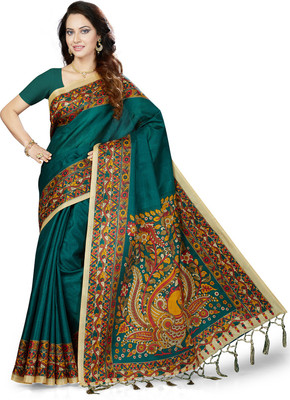 Ishin Printed Bollywood Art Silk Saree(Green) Ishin Printed Bollywood Art Silk Saree(Green)