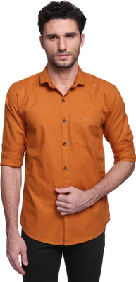 playfox Men Solid Casual Orange Shirt playfox Men Solid Casual Orange Shirt