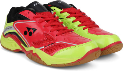 

Yonex COURTACELT Badminton Shoes For Men(Multicolor, Red lime green black