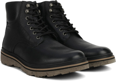 

Clarks Frelan Top Black WLined Lea Boots For Men(Black