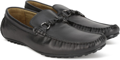 Pavers England Genuine Leather Loafers For Men(Black
