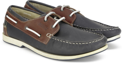 

Pavers England Genuine Leather Boat Shoes For Men(Navy