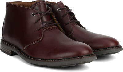 

Clarks Unelott Mid Burgundy Leather Boots For Men(Burgundy