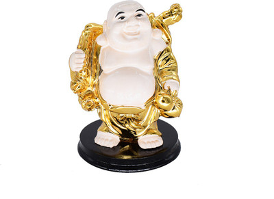 

Bagaholics Feng Shui Chinese Happy Laughing Buddha Figurine White and Gold Plated Statue Gift Showpiece Decorative Showpiece - 9 cm(Polyresin, Gold, White)