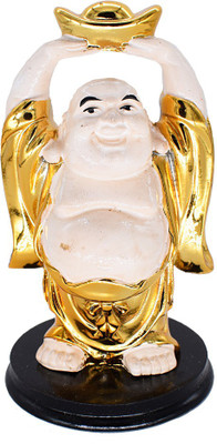 

Bagaholics Feng Shui Chinese Happy Laughing Buddha Figurine White and Gold Plated Statue Gift Showpiece Decorative Showpiece - 11 cm(Polyresin, Gold, White)