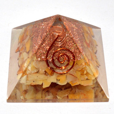 

Reiki Crystal Products Golden Quartz Orgone Pyramids Reiki Healing Gemstone Decorative Showpiece - 4 cm(Crystal, Yellow)