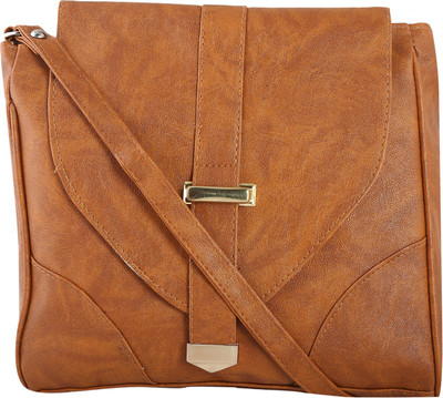 

Haqeeba Women Casual Tan Leatherette Sling Bag