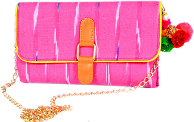 sugarcrush Women Evening/Party Pink Cotton, Metal Sling Bag