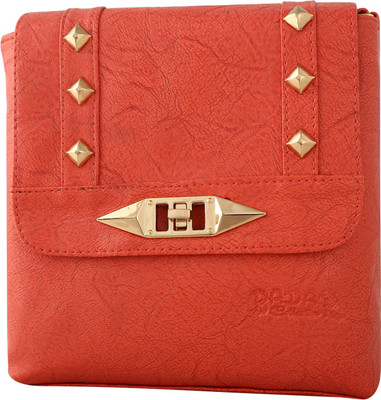 

Haqeeba Women Casual Orange Leatherette Sling Bag