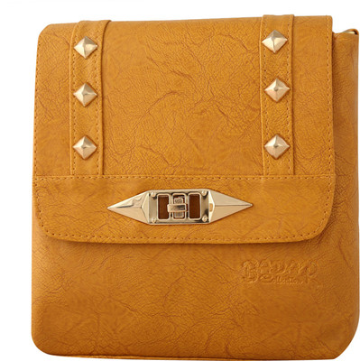 

Haqeeba Women Casual Yellow Leatherette Sling Bag