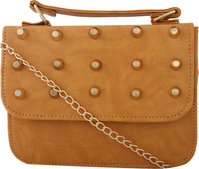 

Haqeeba Women Casual Tan Leatherette Sling Bag