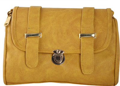 Haqeeba Women Casual Yellow Leatherette Sling Bag