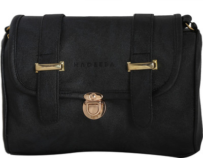 

Haqeeba Women Casual Black Leatherette Sling Bag