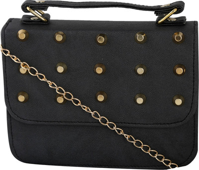 

Haqeeba Women Evening/Party Black Leatherette Sling Bag