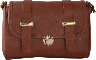 

Haqeeba Women Casual Brown Leatherette Sling Bag