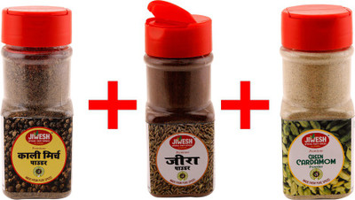 

Jiwesh SPICES SPECIAL COMBO PACK 230GRAMS (KALI MIRCH POWDER 80 GRAMS, JEERA POWDER 80 GRAMS, GREEN CARDAMOM 70 GRAMS)(230 g)