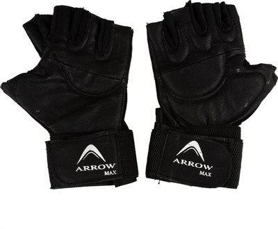 

Arrowmax Gloves With Wrist Wrap Support for Workout and all types of outdoor activities , By Krasa Gym & Fitness Gloves (, Black
