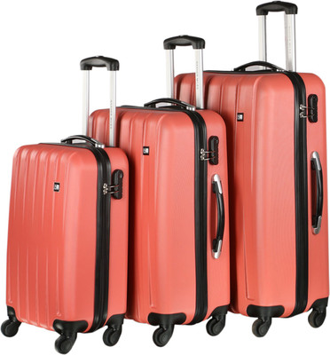

Nasher Miles Zurich Pink Abs Hard Luggage Set Of 3 Trolley/Travel/Tourist Bags (55, 65 & 75 Cm) Check-in Luggage -  inch(Pink