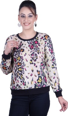 Kaily Printed Round Neck Casual Women Multicolor Sweater