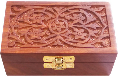 

Craft Art India Handmade Decorative Accessories Storage with Beautiful Carving Jewellery Vanity Box(Brown)