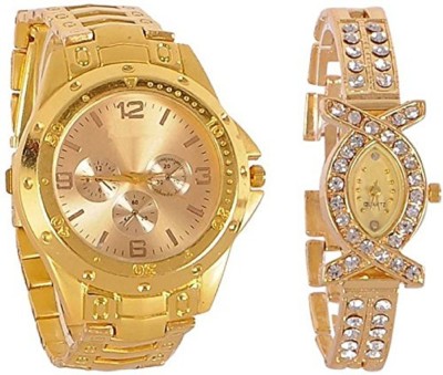 Aaradhya Fashion R-1312 Golden Couple Analogue Watch  - For Couple   Watches  (Aaradhya Fashion)