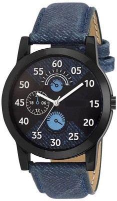OM Designer L-2 Blue Leather Strap Stylish Watch Black Dial Watch- For Men Watch  - For Men   Watches  (Om Designer)