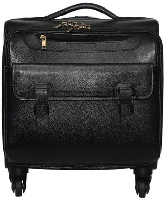 

Leather Bags & More... Spectra 2.0 Spinner Dual Acess Extra-Capacity Carry-On Genuine Leather Black Colour Laptop Cabin Stroller. Trolley(Black, 26 L)
