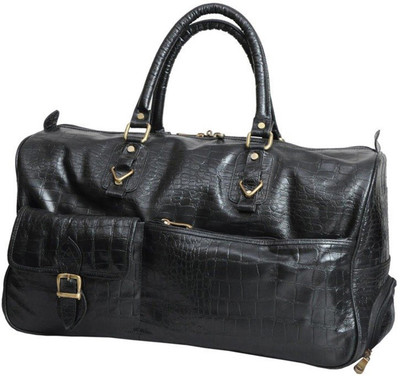 

Leather Bags & More... Waldroff I Is A Sturdy & Soft Genuine Leather Luxurious Black Colour Duffle Cum Stroller. (Exotic Nile Croco Leather). Trolley(Black, 18 L)