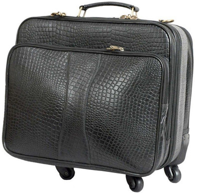 

Leather Bags & More... Malta Spinner Is A Luxurious Masterly Fabricated Genuine Leather Rich Black Colour Cabin Stroller.(Exotic Nile Croco Leather). Trolley(Black, 18 L)