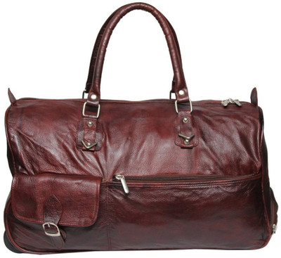 

Leather Bags & More... Waldroff Is A Sturdy & Soft Genuine Leather Brown Colour Duffle Cum Stroller. Trolley(Brown, 30 L)