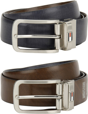 

Tommy Hilfiger Men Brown, Blue Genuine Leather Belt, Brown/navy