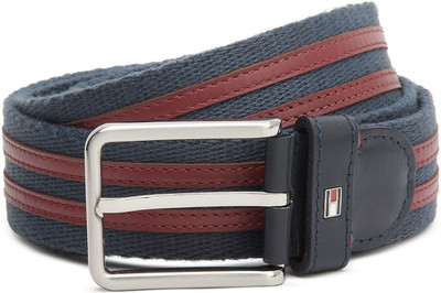 

Tommy Hilfiger Men Red, Blue Genuine Leather, Fabric Belt, Navy+burgandy