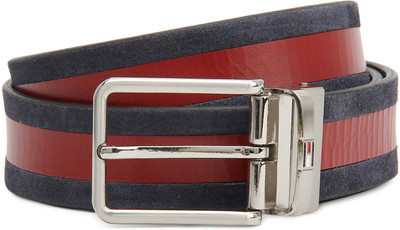 

Tommy Hilfiger Men Casual Multicolor Genuine Leather Reversible Belt, Red+navy/grey