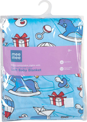 

MeeMee Printed  Blanket(Cotton, Light Blue