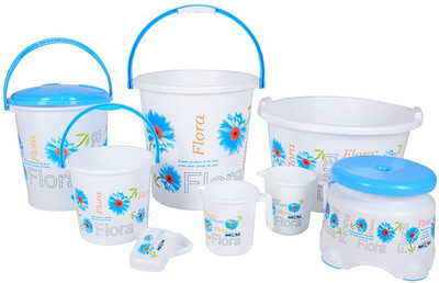 

Nayasa Flora Bathroom Set ( 8 Pcs Set ) 20 L Plastic Bucket(Blue)