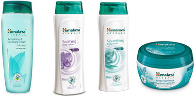 Himalaya Refreshing & Clarifying Toner, Nourishing Body Lotion, Soothing Body Lotion, Winter Defense Moisturizing Cream(Set of 4)