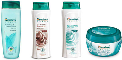 

Himalaya Refreshing & Clarifying Toner, Cocoa Butter Intensive Body Lotion, Nourishing Body Lotion, Winter Defense Moisturizing Cream(Set of 4)