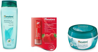 

Himalaya Refreshing & Clarifying Toner, Strawberry Shine Lip Care, Winter Defense Moisturizing Cream(Set of 3)