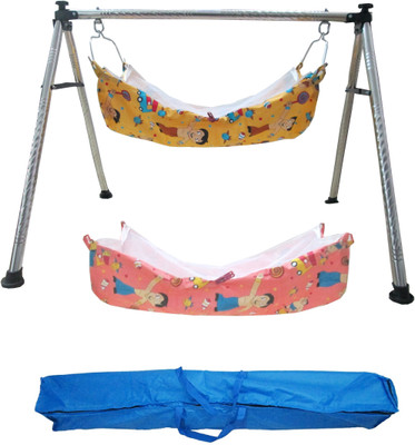 

Smart Baby Products Round Pipe Steel Folding Cradle with Two Cotton Hammock(Silver)