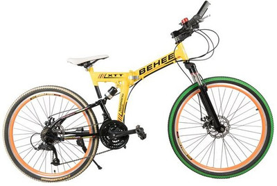 

GOGO A1.COM BEHEE Mountain Bicycle with Folding High carbon steel frame and 26’’ wheels 26 T Folding Bikes/Folding Cycle(21 Gear, Yellow)