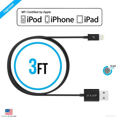 Zaap ZAAPLCB-212 1 m Lightning Cable  (Compatible with All Apple Devices, Royal Black(premium look), One Cable)