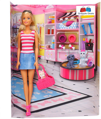 

GRAPPLE DEALS Beautiful Doll And Cute Pet Puppy And Cat For The Animal Lovers And Dolls Lover For Kids.(Multicolor)