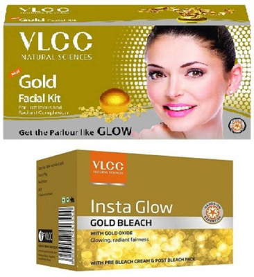 

VLCC Gold Facial Kit 60 Gm + Insta Glow Gold Bleach 30 gm (Combo), 90 g 90 g(Set of 2)