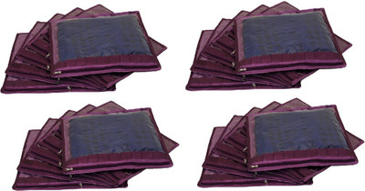 

Addyz Plain Pack of 24 Pieces Frill Single Saree Cover Salwar Kamiz Suit Blouse Case(Purple)